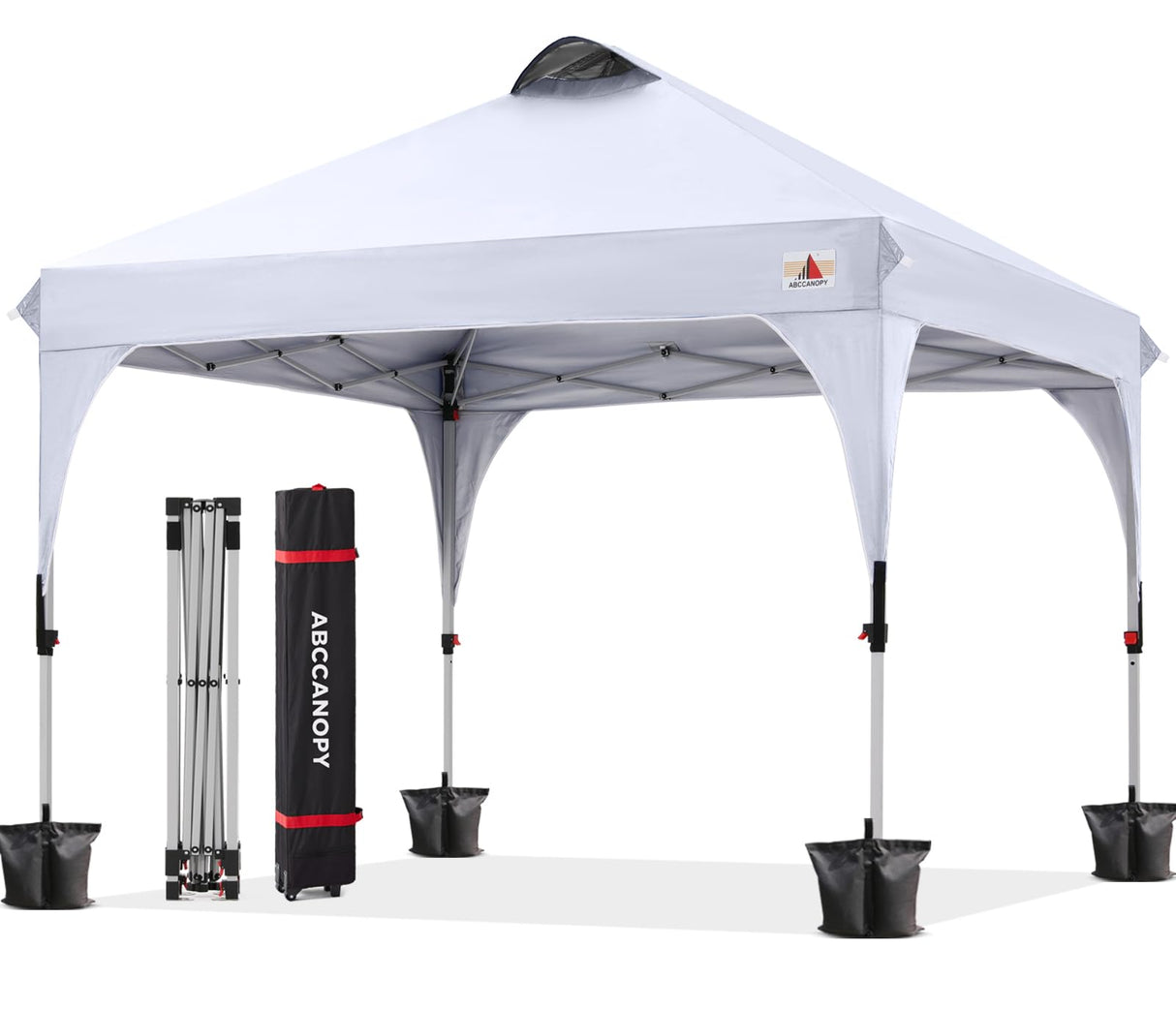 ABCCANOPY 10x10FT Canopy Tent 1-Person Setup,Portable Instant Sun Shelter with 4 Weight Bags(White) ABCCANOPY