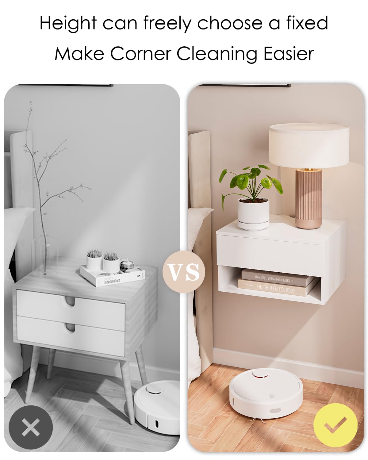 Floating Nightstand, Small Modern Floating Nightstand with Drawer, Floating Shelves for Bedroom, Bathroom (White) Aienvey