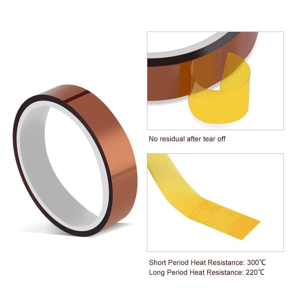 MS WGO High Temperature Heat Resistant Tape PI Film Insulation Tape Sublimation Dye Mug Electronic Polyimide Tape (E 1/2" Wide 13mm X 100 Ft 2 Roll) MS WGO