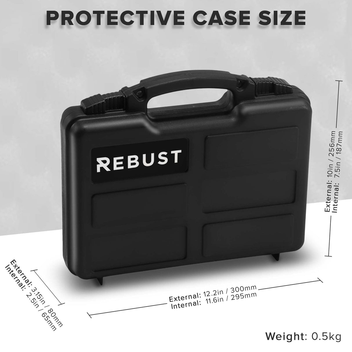 REBUST Lockable Hard Gun Case ; TSA Approved Lock Firearm Travel Case ; Revolver, Pistol, Handgun Hard Case with Foam Interior ; Shockproof Gun Storage & Carrying Case, Black 12.5 x 10.3 x 3.15 Inch REBUST