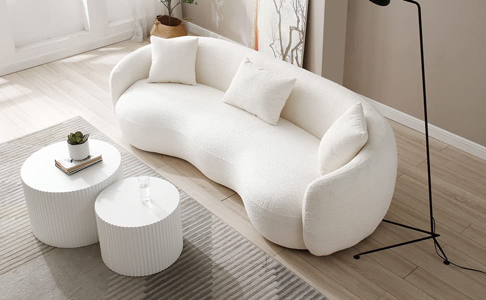 kevinplus White Round Nesting Coffee Table Set of 2 Modern Drum Side Table End Table for Living Room, Wood Circle Embossed Design Coffee Table Contemporary Living Room Table Set, Matte White kevinplus