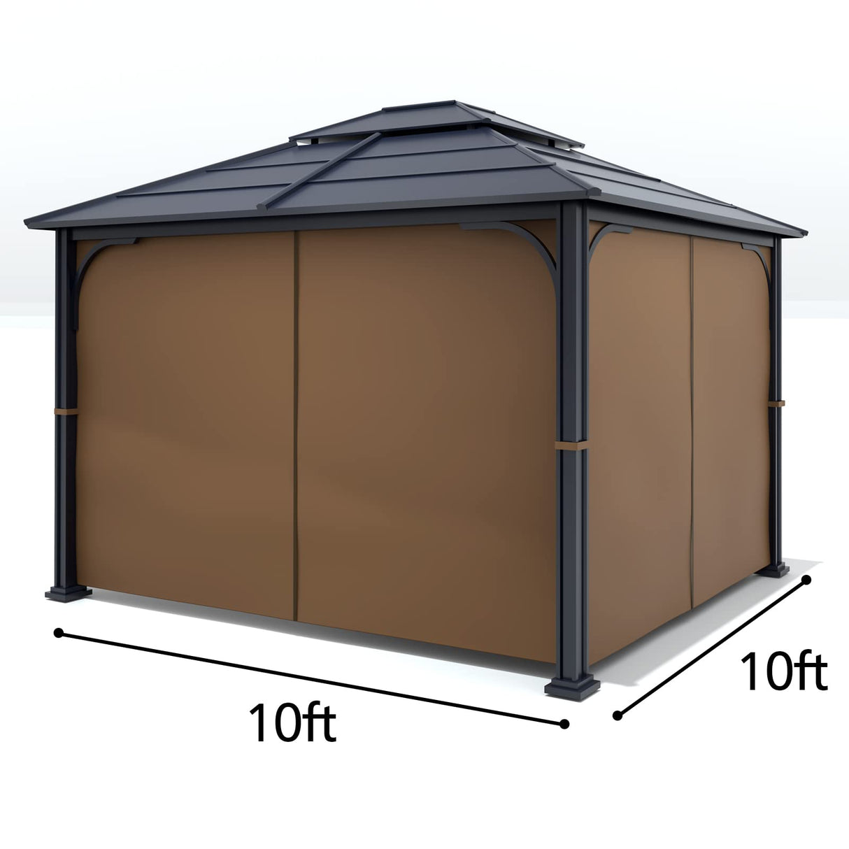 Gazebo Universal Replacement Privacy Curtain - Wonwon Privacy Panel Canopy Side Wall with Zipper for 10' x 10' Outdoor Gazebo (Brown) Wonwon