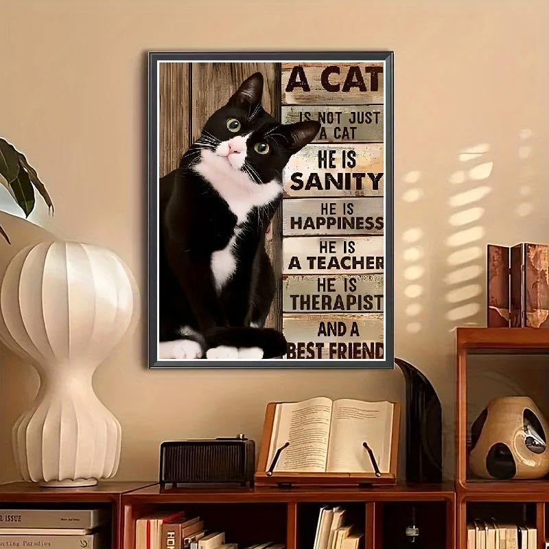 STGLCR 5D Cat Diamond Painting Kits for Adults,Diamond Art Cute Animal Inspirational Diamond Art Kits for Adults,DIY Full Round Drill Diamond Dots with Gem Arts for Home Wall Decor 16 X 12inch STGLCR