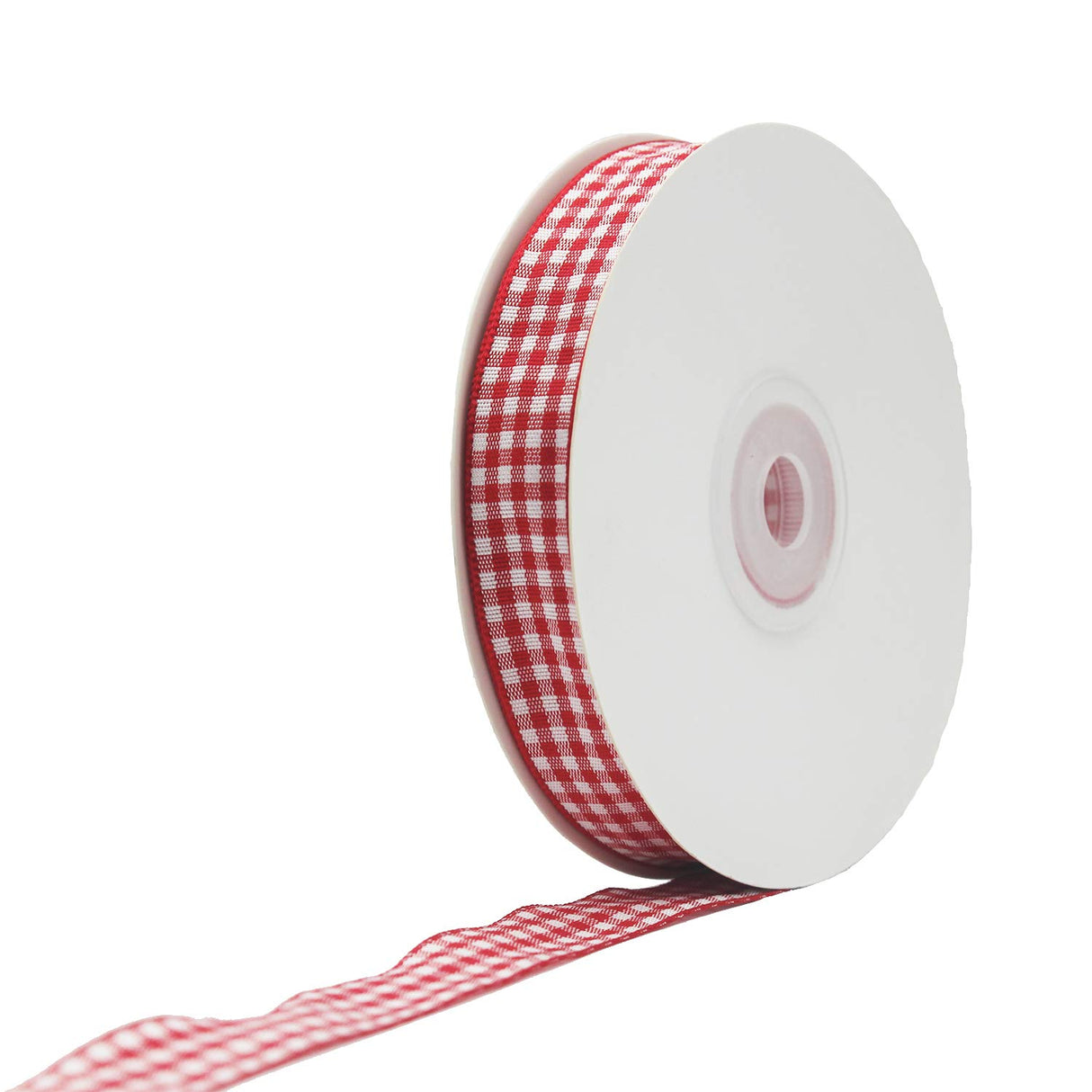 Red and White Gingham Ribbon, 5/8" x 25Yd Roll Picnic Craft Red Buffalo Ribbon for Crafts Hair Accessories and Christmas Gift Wrapping,5/8 Inch Polyester Woven Edge +60" Tape Measurement DAYEDZ
