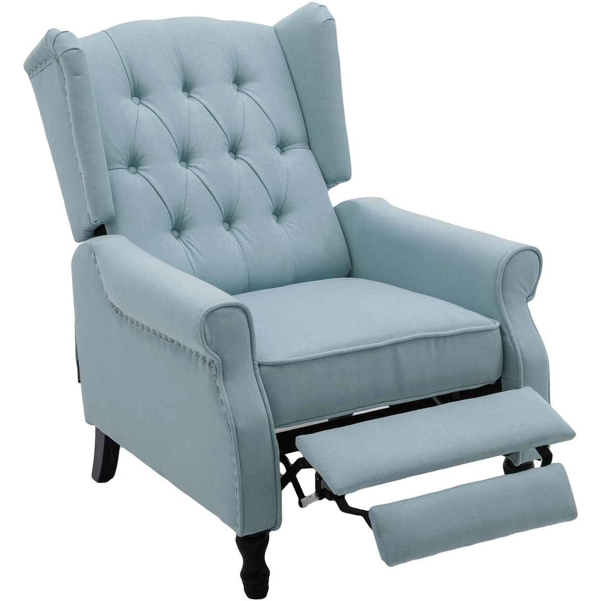 Altrobene Pushback Recliner, Modern Accent Arm Reclining Sofa, Fabric Wingback Chair for Living Room & Bedroom, Light Blue Altrobene