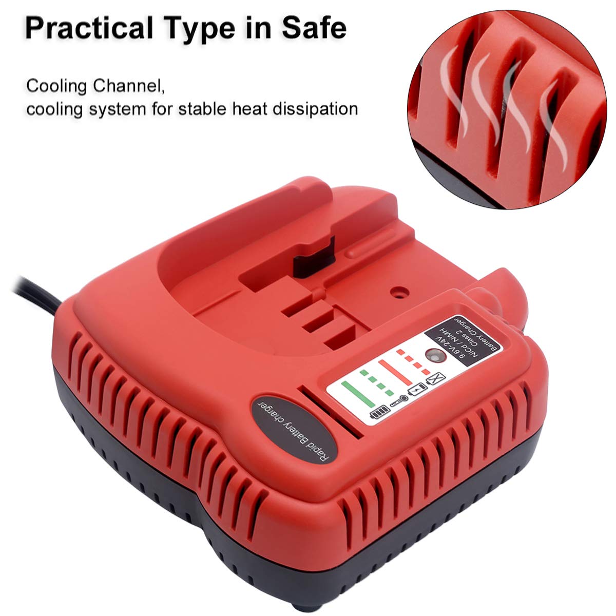 Biswaye 9.6V-18V-24V Battery Fast Charger BDFC240 Compatible with Black & Decker 18V 24V 14.4V 12V 9.6V Slide Battery HPB18-OPE HPB18 HPB14 HPB12 HPB96 244760-00 A1718 FS180BX FS18C Biswaye