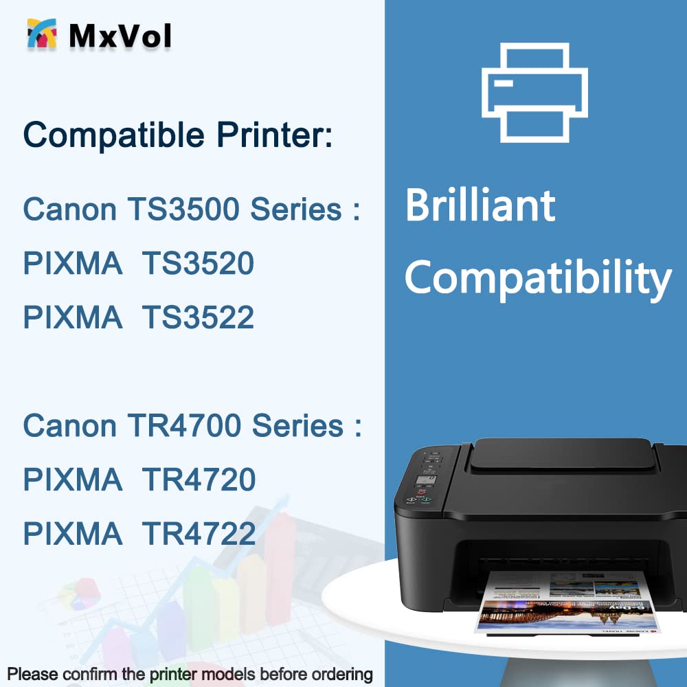 MxVol 275XL 276XL Remanufactured Ink Cartridge Replacement for Canon 275 and 276 XL PG-275XL CL-276XL Ink for Canon PIXMA TS3520 TS3522 TS3500 TR4720 TR4722 TR4700 Printers (1 Black, 1 Color Combo) MxVol