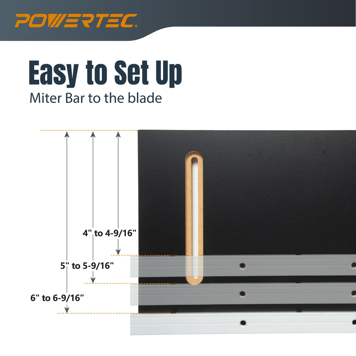 POWERTEC Table Saw Tapering Jig, Small Parts Taper Jig with 3/4" x 3/8" Miter Bar, Adjustable Hold Down Clamp, Non-Slip Grip Strips, Ergonomic Handle - Table Saw Jig Accessories (71875) POWERTEC