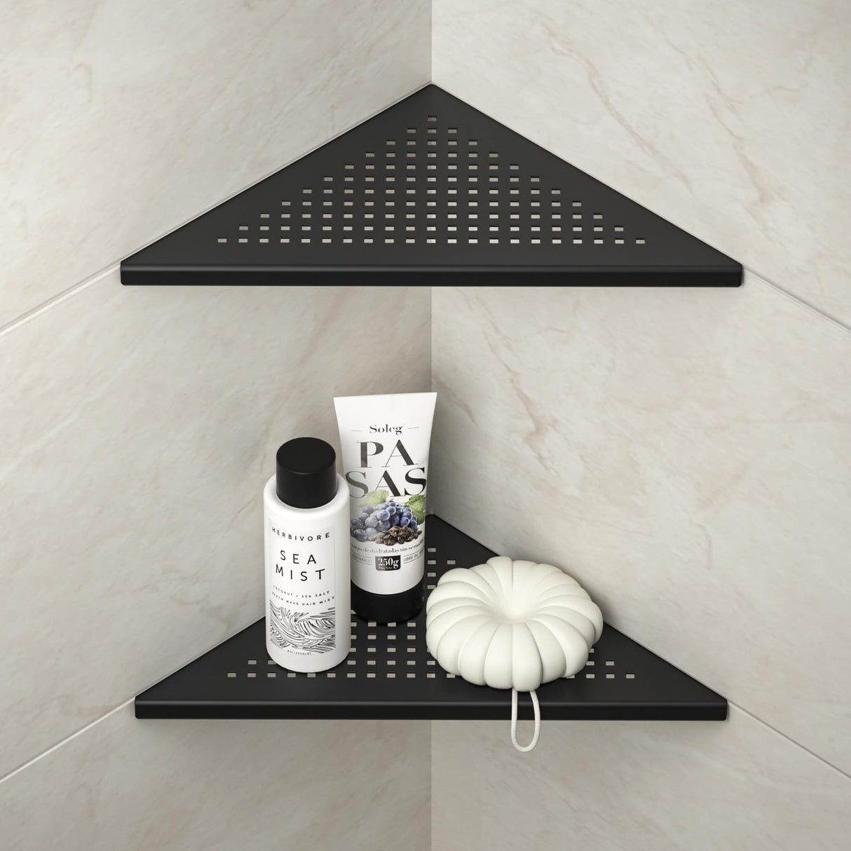 Bernkot Corner Shower Shelves, 10" Matte Black 304 Stainless Steel Recessed Shelf for Bathroom, Grout in Shelf for Tiled Wall 2 Pack Bernkot