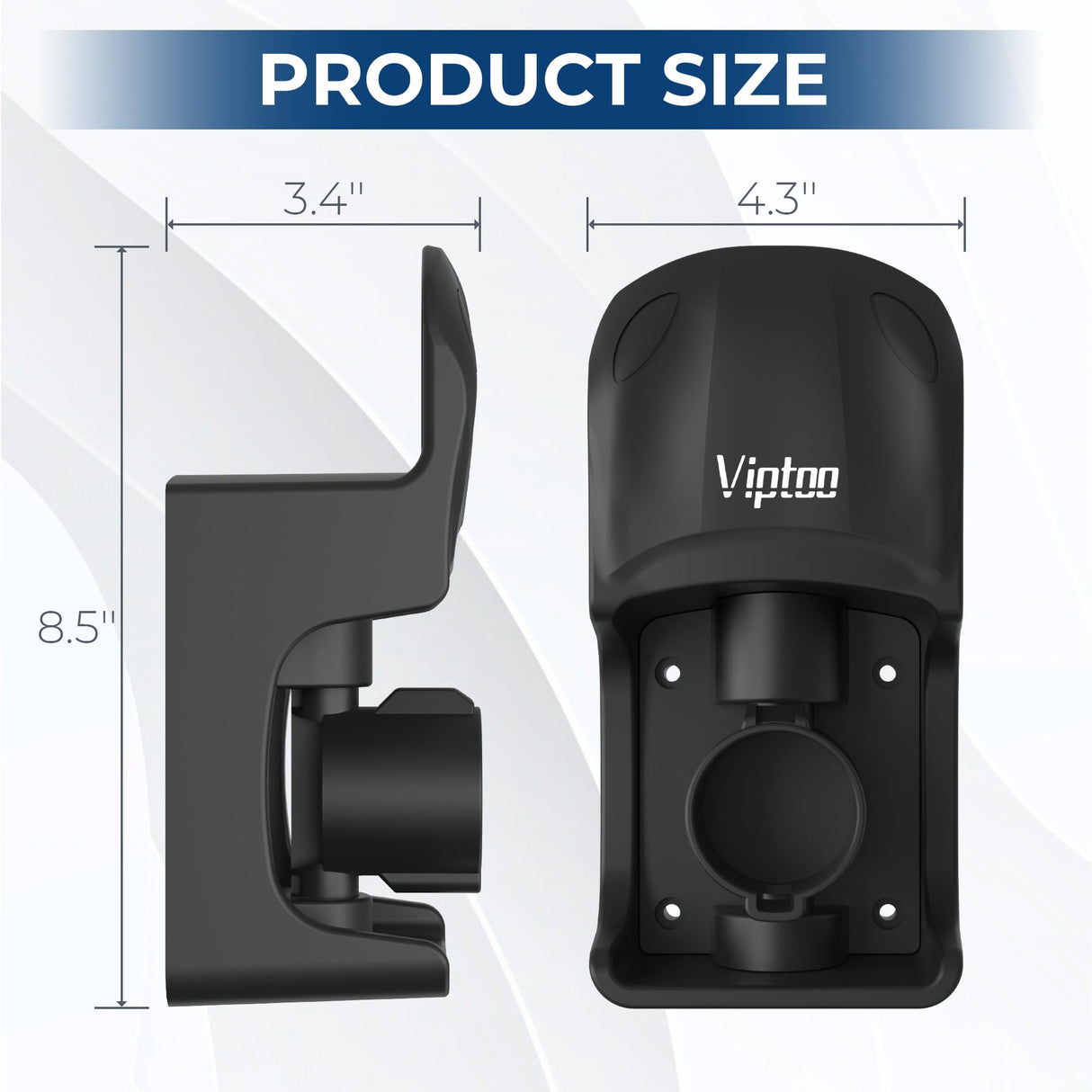 VIPTOO EV Charger Holder Wall Mount - SAE J1772 Holder with 5-Level Adjustable Rotation (45°-180°), EV Charger Control Holder & Cable Organizer for All J1772 EVS VIPTOO