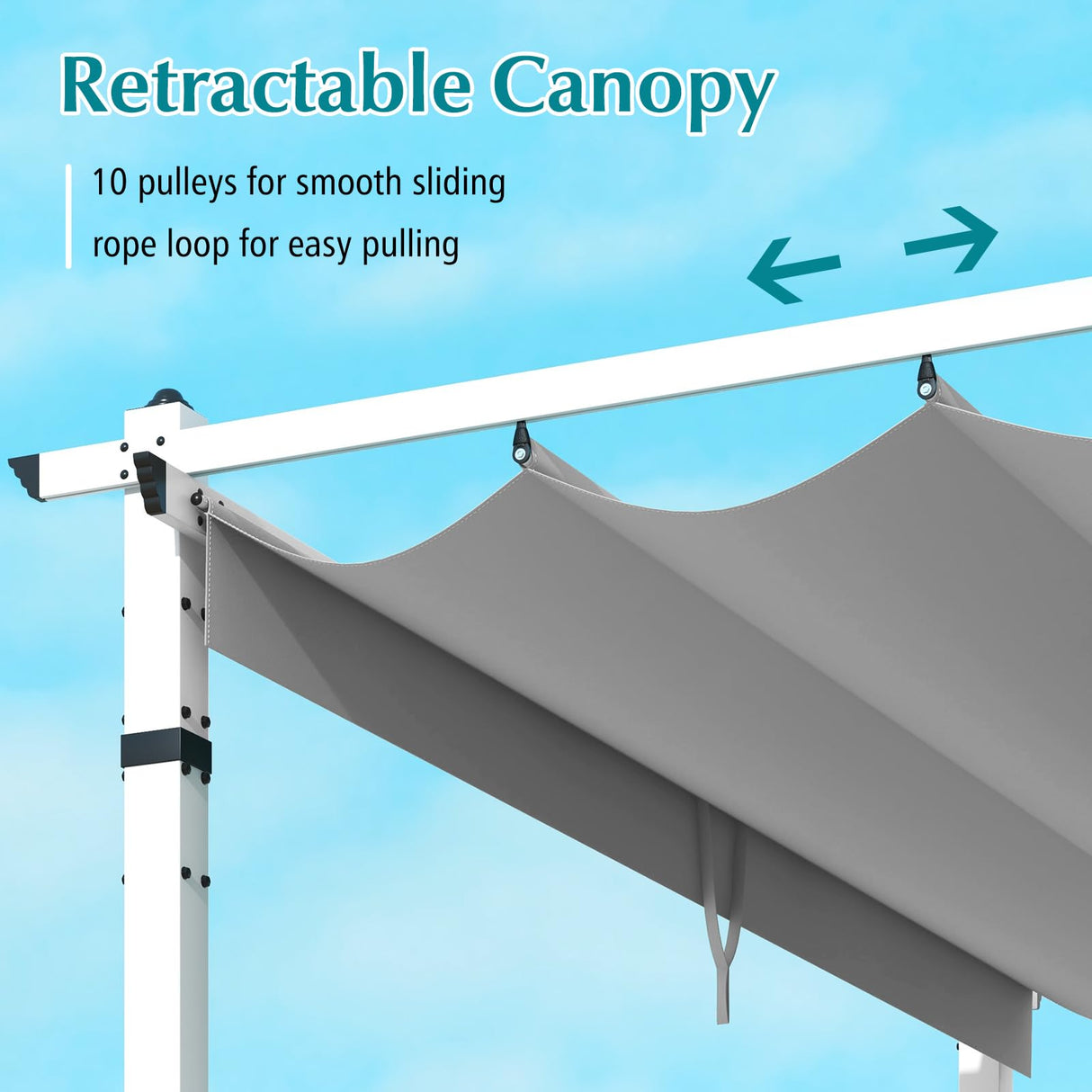 Tangkula 10x12Ft Aluminum Pergola, Patio Pergola with Retractable Sun Shade Canopy, Extra Large Patio Shelter Pavilion, Outdoor Pergola for Deck, Porch, Garden, Yard (Grey) Tangkula