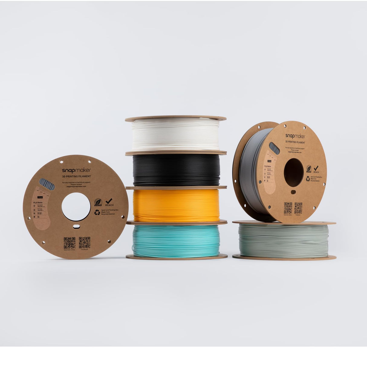 Snapmaker Matte PLA Filament 1.75mm, 3D Printer PLA Filament, Dimensional Accuracy +/- 0.02 mm, 300mm/s High Speed Printing Clog-Free Filament for Most FDM Printers, 2.2lbs Ash Grey Snapmaker