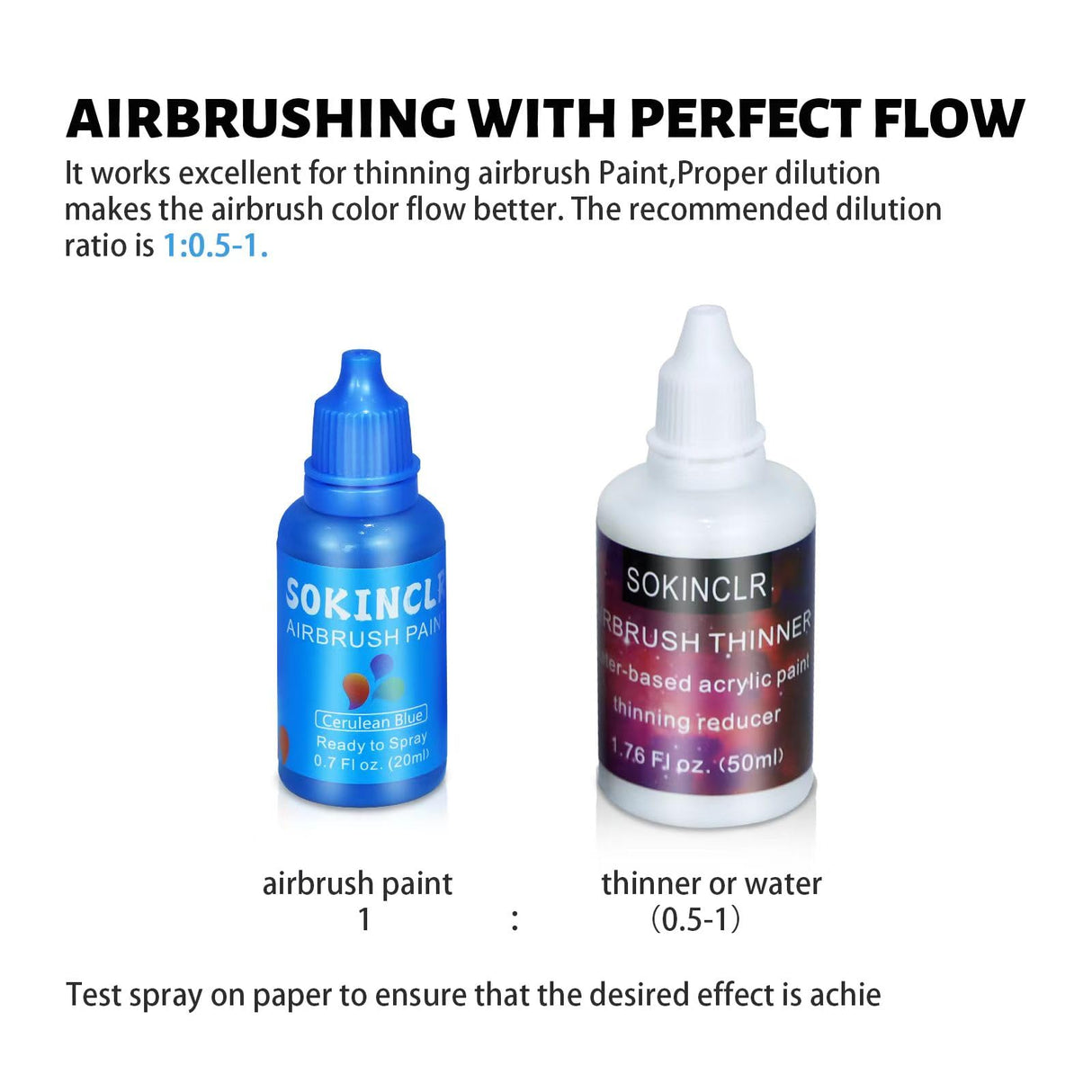 Airbrush Paint - Perfect for Artists and Beginners - Complete Water-Based Air Brush Painting Set with Thinner, Cleaner, Mixing Cups, Mixing Sticks, Gloves SOKINCLR