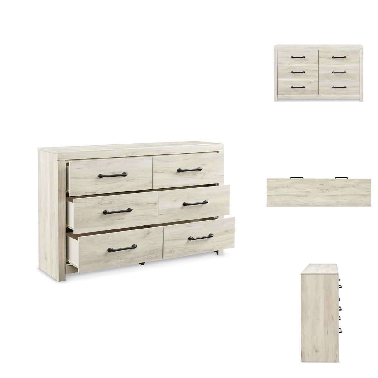 Signature Design by Ashley Cambeck Farmhouse Industrial 6 Drawer Dresser, Whitewash Signature Design by Ashley