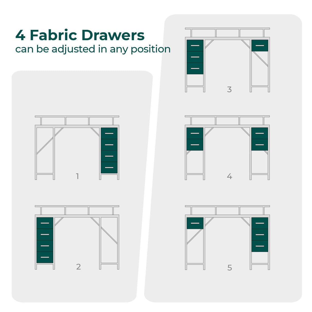 Huuger 47 inch Computer Desk with 4 Drawers, Gaming Desk with LED Lights & Power Outlets, Home Office Desk with Large Storage Space for Bedroom, Work from Home, Black Huuger