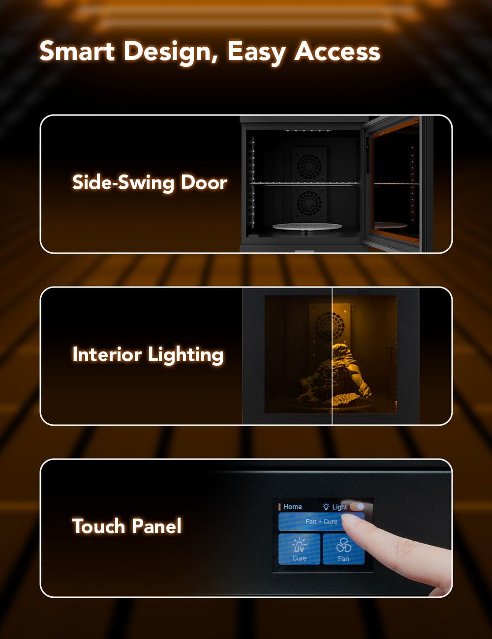 phrozen Cure Mega S 3D Printer Resin Curing Station, UV Light Post Lamp, DIY Curing Enclosure 360 Degree Transparent Turntable for LCD/DLP/SLA, Solidify Photosensitive Resin 405nm 3D Printed Models phrozen