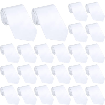 Geyoga 24 Pieces Sublimation Blank Tie for Men Solid DIY Dye White Polyester Neckties Sublimation for Weddings Party