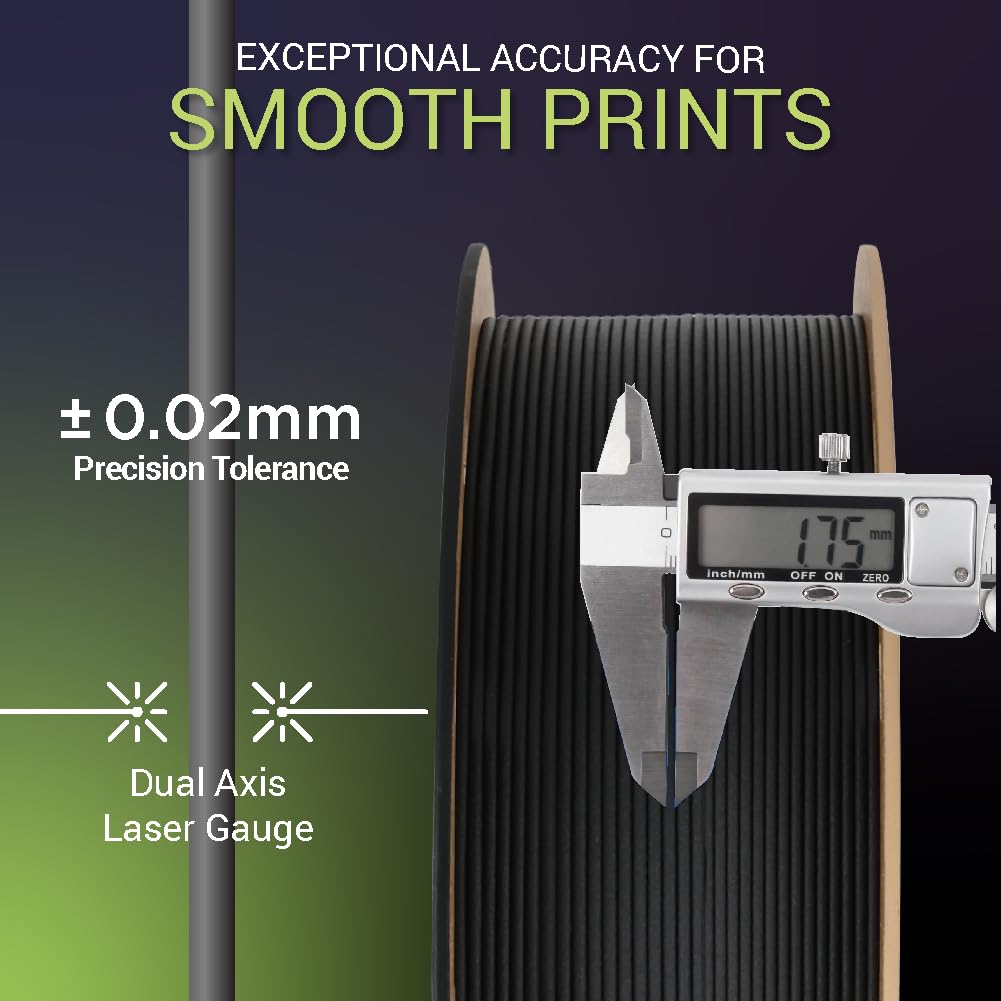 Polymaker Fiberon PA612-CF Carbon Fiber Nylon Filament 1.75mm Black 0.5kg, Fiberon PA612-CF Strong & Low Moisture Sensitive Nylon 1.75mm 3D Printing Filament POLYMAKER