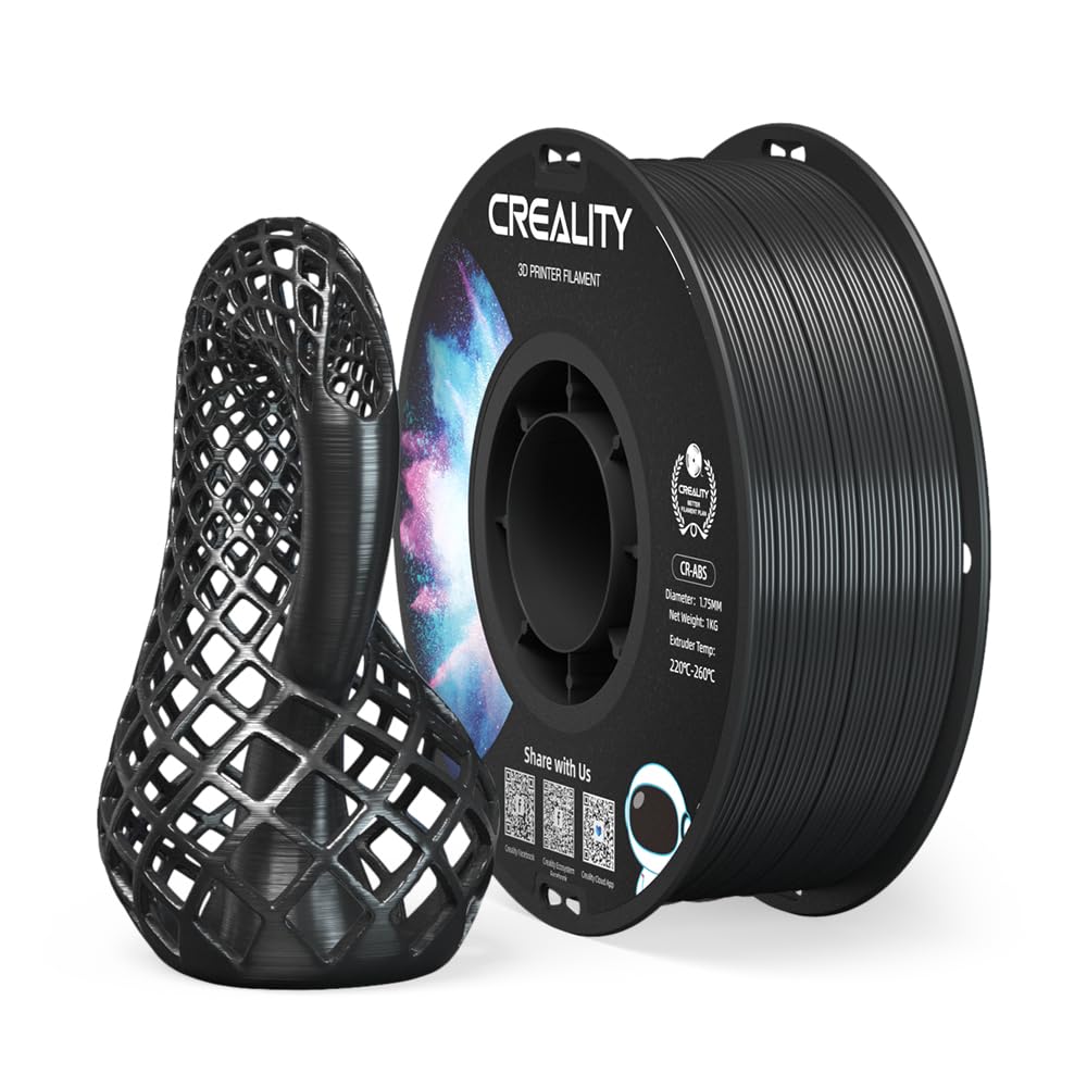 Creality ABS Filament 1.75mm, 3D Printer Filament, Excellent Resistance, Odorless Non-Toxic, Stability, Tough, 1kg(2.2lbs) Printing Filament for 3D Printer (Black) Creality