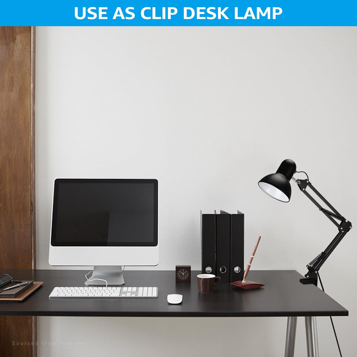 TORCHSTAR Metal Desk Lamp with Clamp, Swing Arm , Architect Adjustable Gooseneck Table Lamp, Clip Desk Lights for Home Office, Work, Study, Reading, E26 Base, Multi-Joint, Black TORCHSTAR