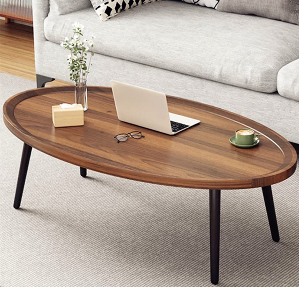 Wooden Coffee Table Rustic Nesting Tables Oval Walnut Coffee Table Modern Sofa Table End Tables for Living Room Home Office Coffee Shop Cavent