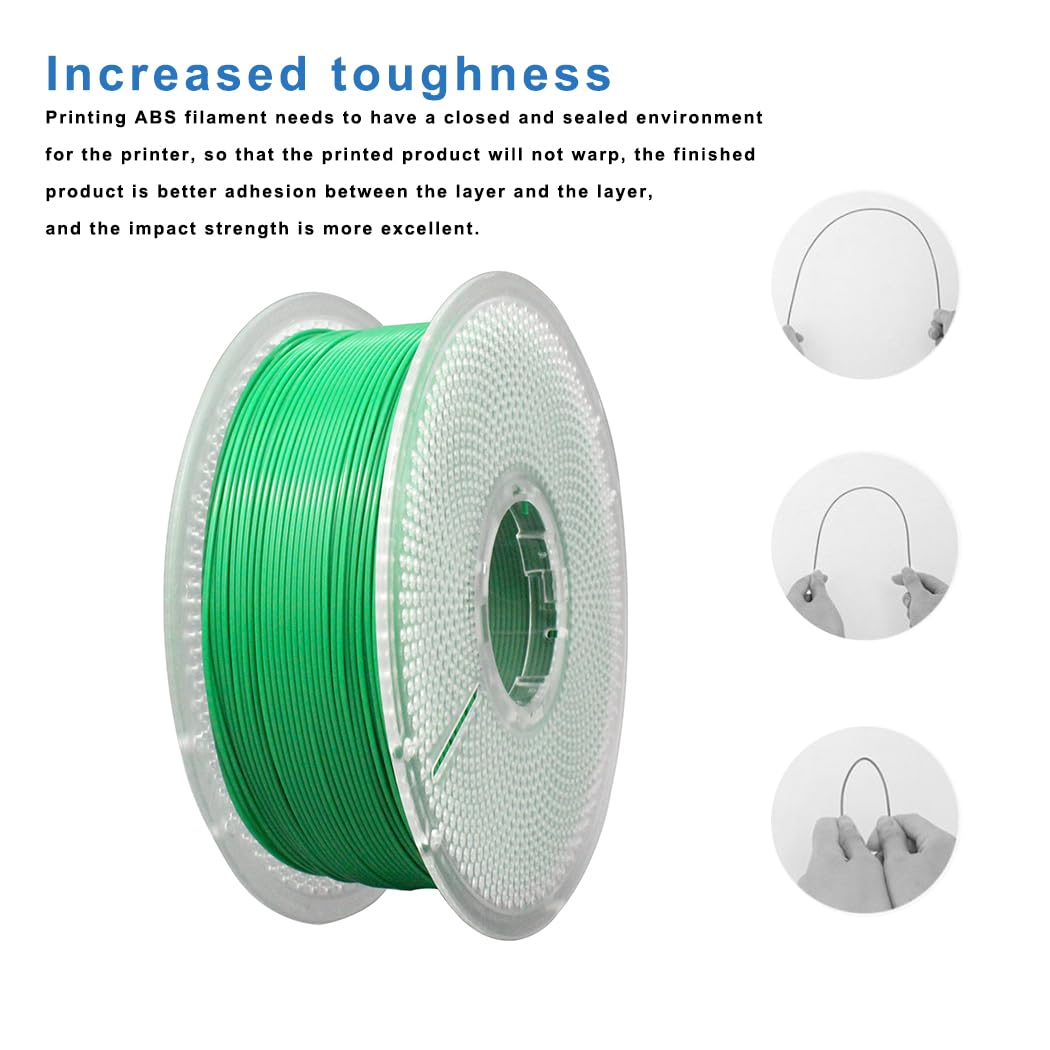 Likesilk 3D Printer Filament 1.75mm, Neatly & Strong 1.75mm Filament for 3D Printing, Accuracy +/- 0.02mm 1KG Spool(2.2lbs), ABS Green 1KG Likesilk