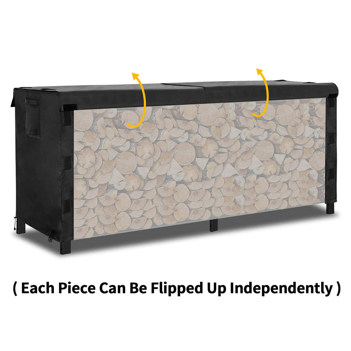 OutdoorLines Outdoor Firewood Rack Cover, Waterproof Wood Rack Covers, Firewood Log Storage Covering for Patio Logs Holder, 8FT Wood Holder Cover, Black, 420D Oxford Fabric (Only Cover, No Rack) OutdoorLines