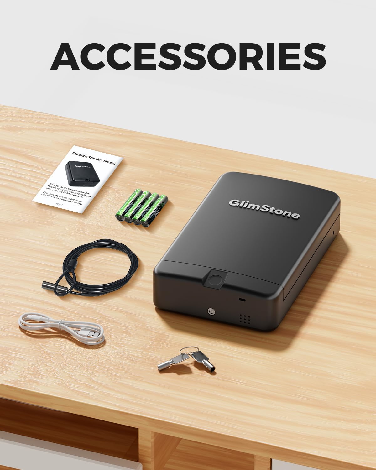 Biometric Gun Safe Travel Case for Pistol, Easy Edition, Quick Access with Smart Fingerprint and Keys, Portable Handgun Safe for Home Bedside Nightstand Car Glimstone