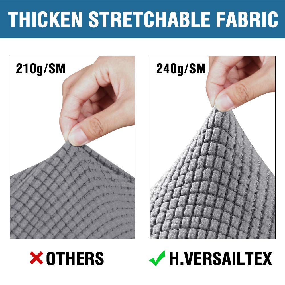 H.VERSAILTEX 3 Piece Stretch Sofa Covers for 2 Cushion Loveseat Couch Covers for Living Room Sofa Slipcovers (Base Cover Plus 2 Seat Cushion Covers) Thicker Jacquard Fabric(Medium Sofa, Dove) H.VERSAILTEX