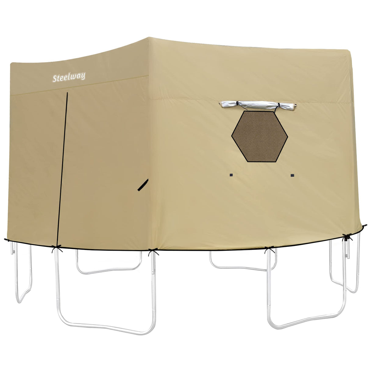 Steelway 14FT Trampoline Tent Cover for Straight Pole Round Trampoline with 6 W-Shape Legs steelway