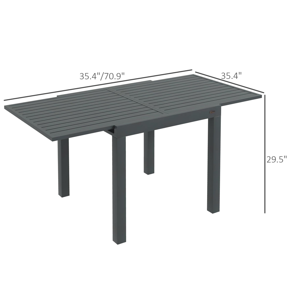 Outsunny Expandable Patio Dining Table for 4-6, 35.5" -70.75" Aluminum Extendable Outdoor Dining Table, Square/Rectangular Patio Table for Garden, Backyard, Poolside, Deck, Gray Outsunny
