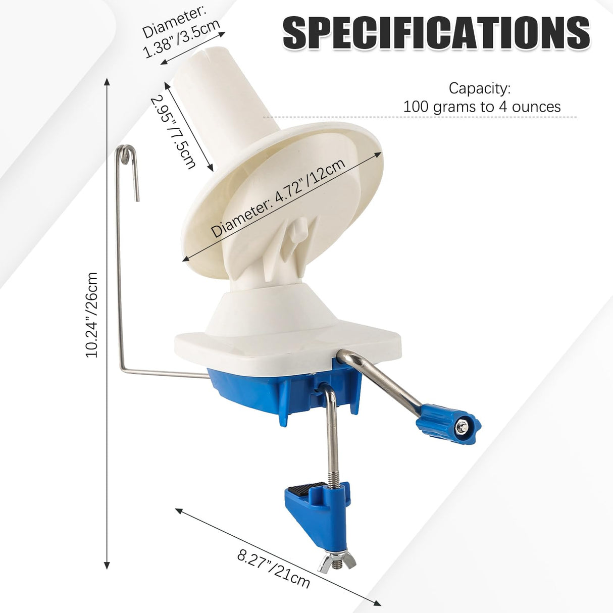 FLKQC Yarn Ball Winder, Hand-Operated Yarn Ball Winder Swift Yarn Winder, Yarn Cake Winder, Needlecraft Yarn Ball Winder Hand-Operated (Blue) FLKQC