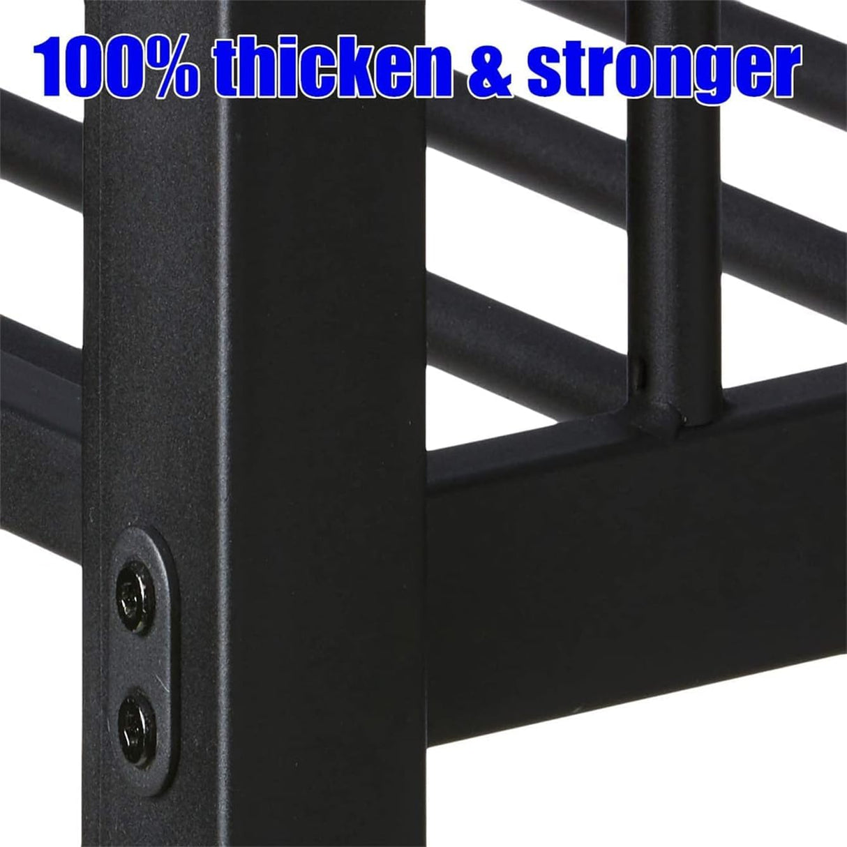 RUUTE Latest Upgrade & Stronger Queen Over Queen Size Bunk Bed, Thickened More Rust-Proof Metal Heavy Duty Steel Bunk Queen Bed with Enhanced Legs and Slats (Easier Assembly) (Queen Over Queen) RUUTE