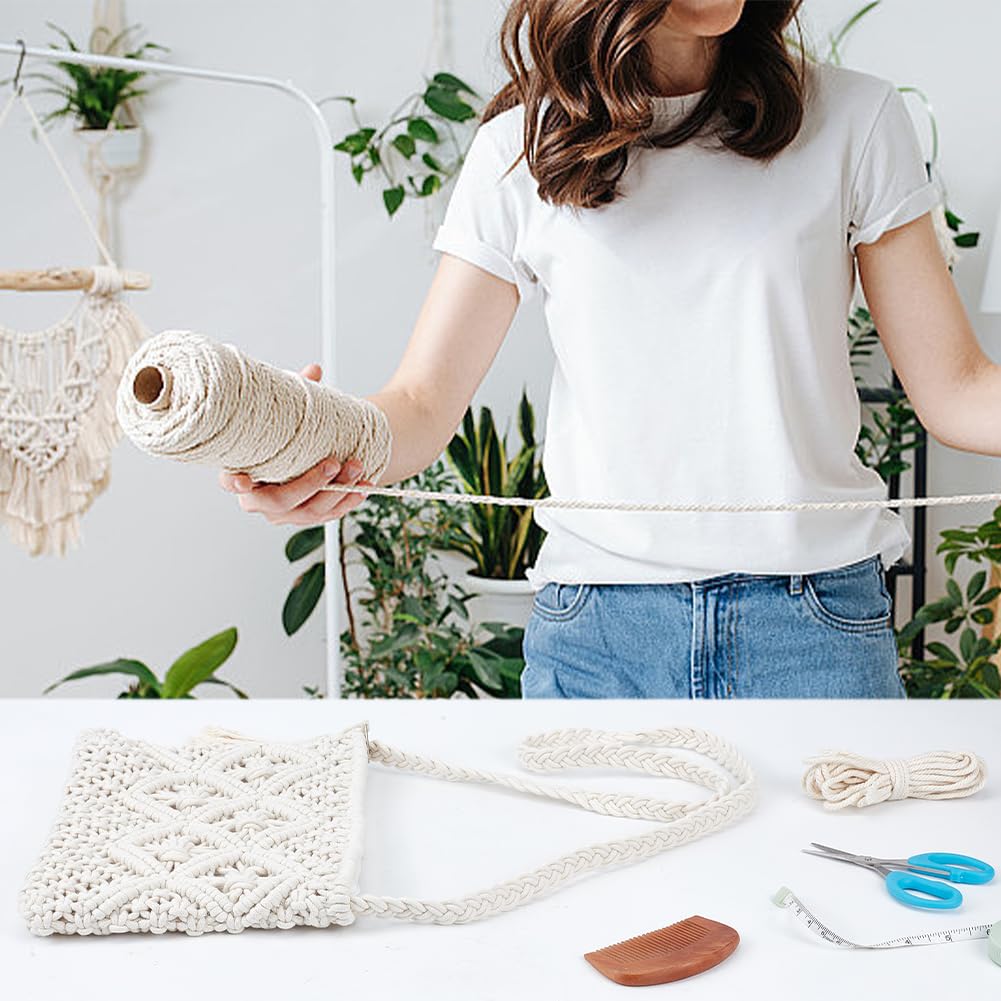 WEBEEDY Macrame Bag DIY Kit Bohemian Shoulder Bag Macrame Purse Set with Instruction for Adults Beginners, Includes Macrame Cord,Crochet Bags for Women Holiday Beach Christmas Decor Gift,10.4x8inch WEBEEDY