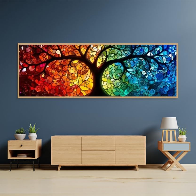 BOHADIY DIY 5D Tree of Life Diamond Painting Kits for Adults Diamond Art Large Size Tree Landscape Full Drill Crystal Rhinestone Embroidery Craft Kits for Home Wall Decor, 35.4X12 Inch BOHADIY