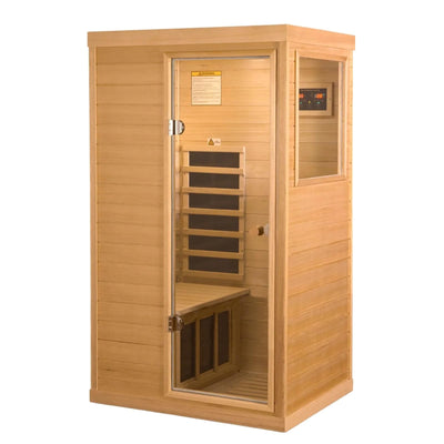 KUNSANA Infrared Sauna 1 Person, Far Infrared Saunas for Home, Low EMF Indoor Sauna, Home Sauna, 1050W, Canadian Hemlock, Smart Display, Bluetooth, Reading Lamp