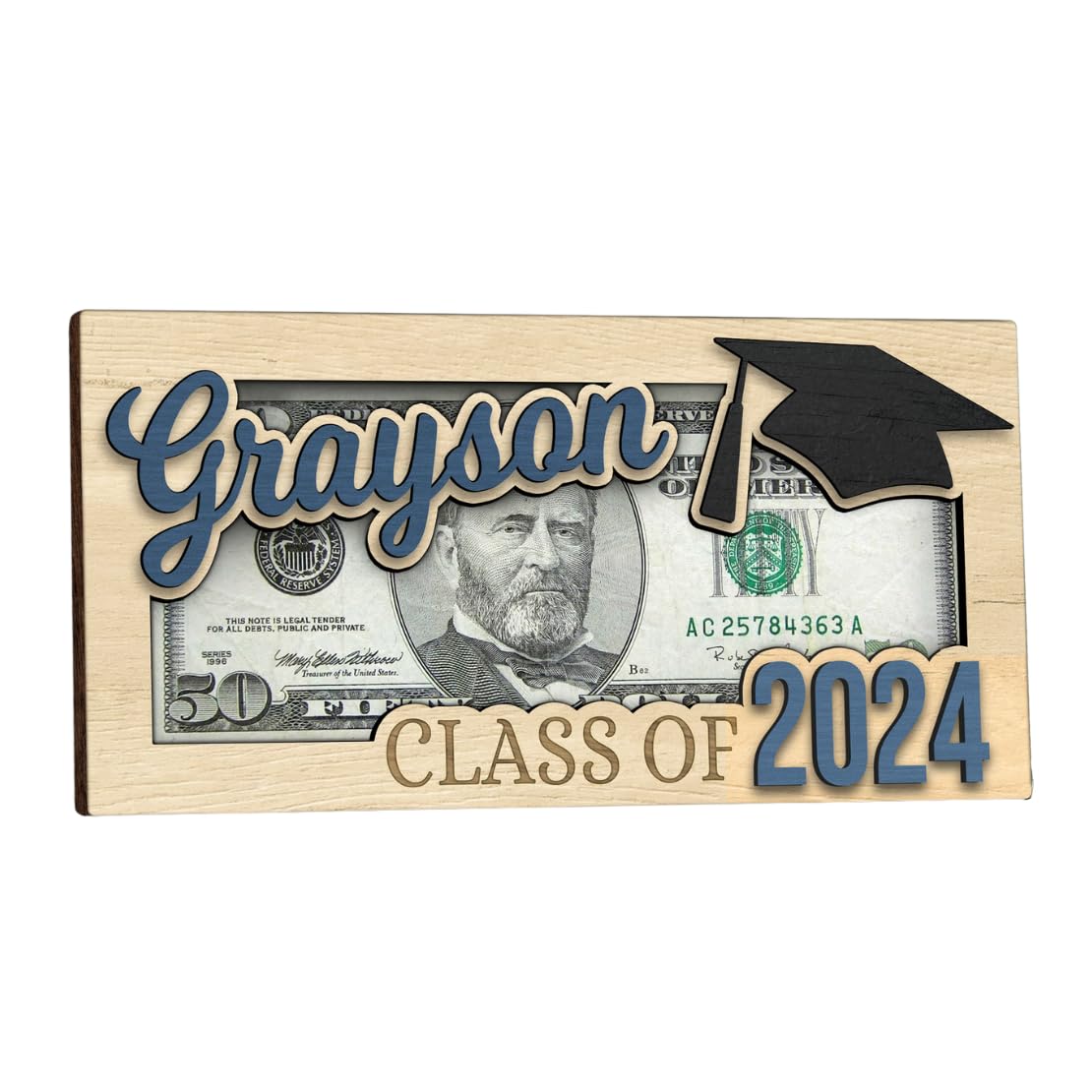 KindlyToys Personalized Graduation Money Holder - Graduation Gift Money Holder, Money Holder for Cash Gift Graduation - Wooden Money Holder, Unique Class of 2024 Graduation Gifts KindlyToys