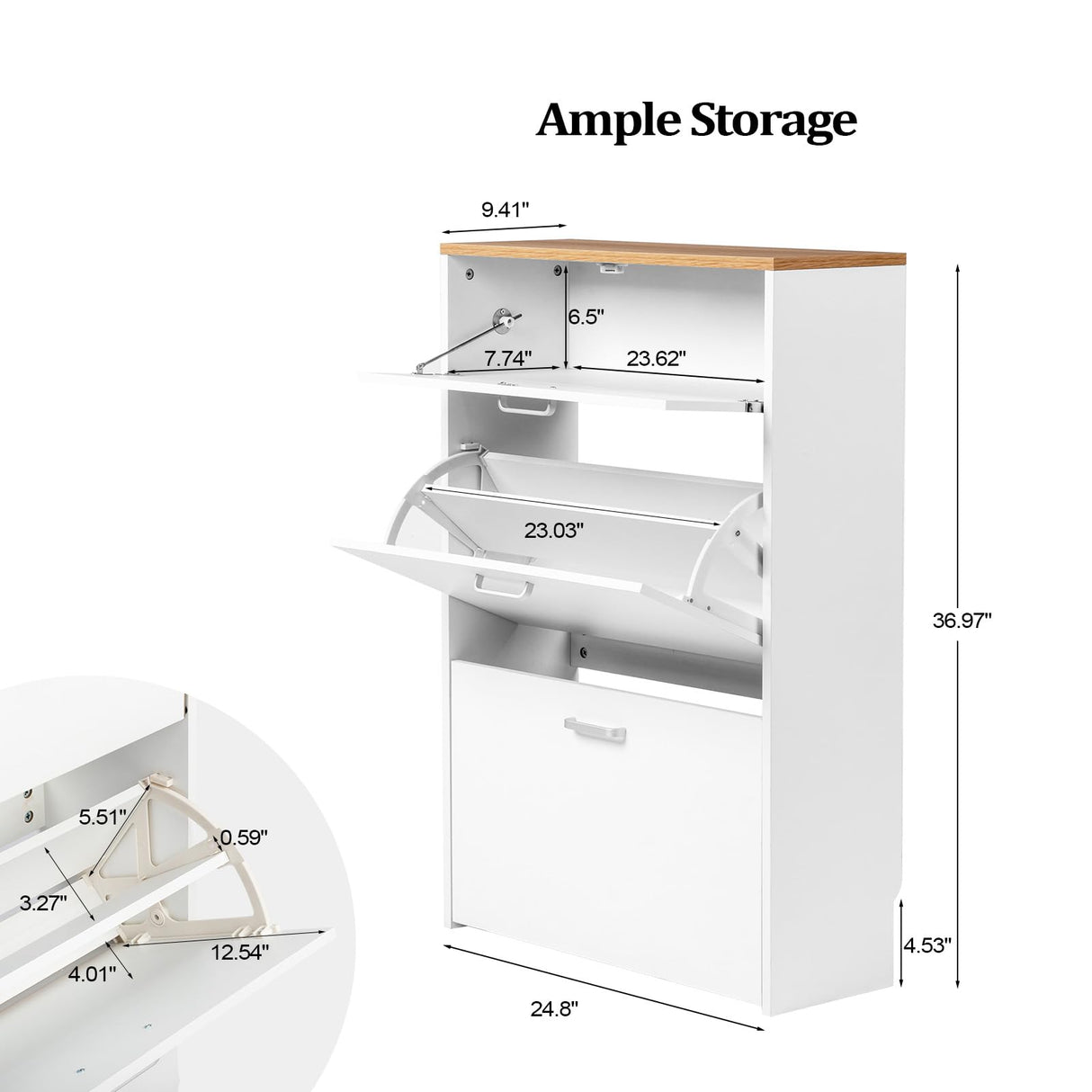 VINGLI Shoe Cabinet Storage for Entryway Slim, Narrow Shoe Cabinet for Front Door Entrance,Entryway Modern White Wood Shoes Rack Organizer for Closet,Freestanding Rack with 2 Flip &1Drop-Down Drawers VINGLI