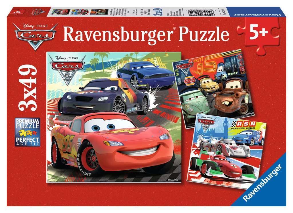 Ravensburger Disney Cars: Worldwide Racing Fun - 3 x 49-Piece Jigsaw Puzzle | Unique Pieces | Anti-Glare Surface | for Kids Ravensburger