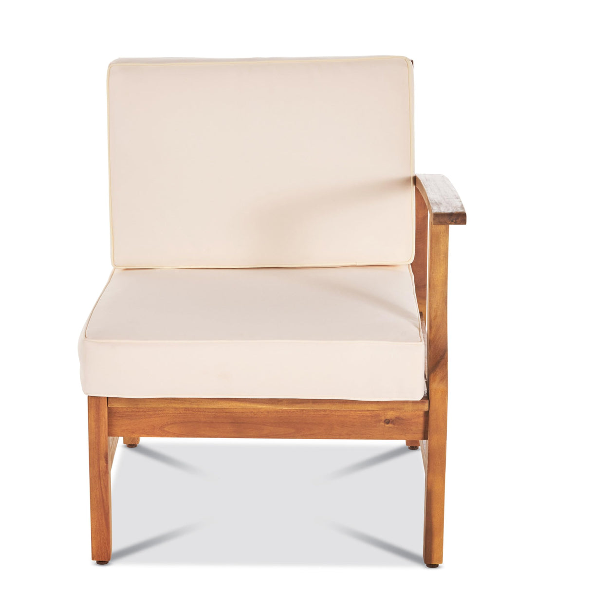 Christopher Knight Home Perla 5 Piece Patio Furniture Set, 5 Seater Acacia Wood Outdoor Corner Sofa Set, Patio Sectional Sofa Couch with Water Resistant Cushions, Teak+Cream Christopher Knight Home