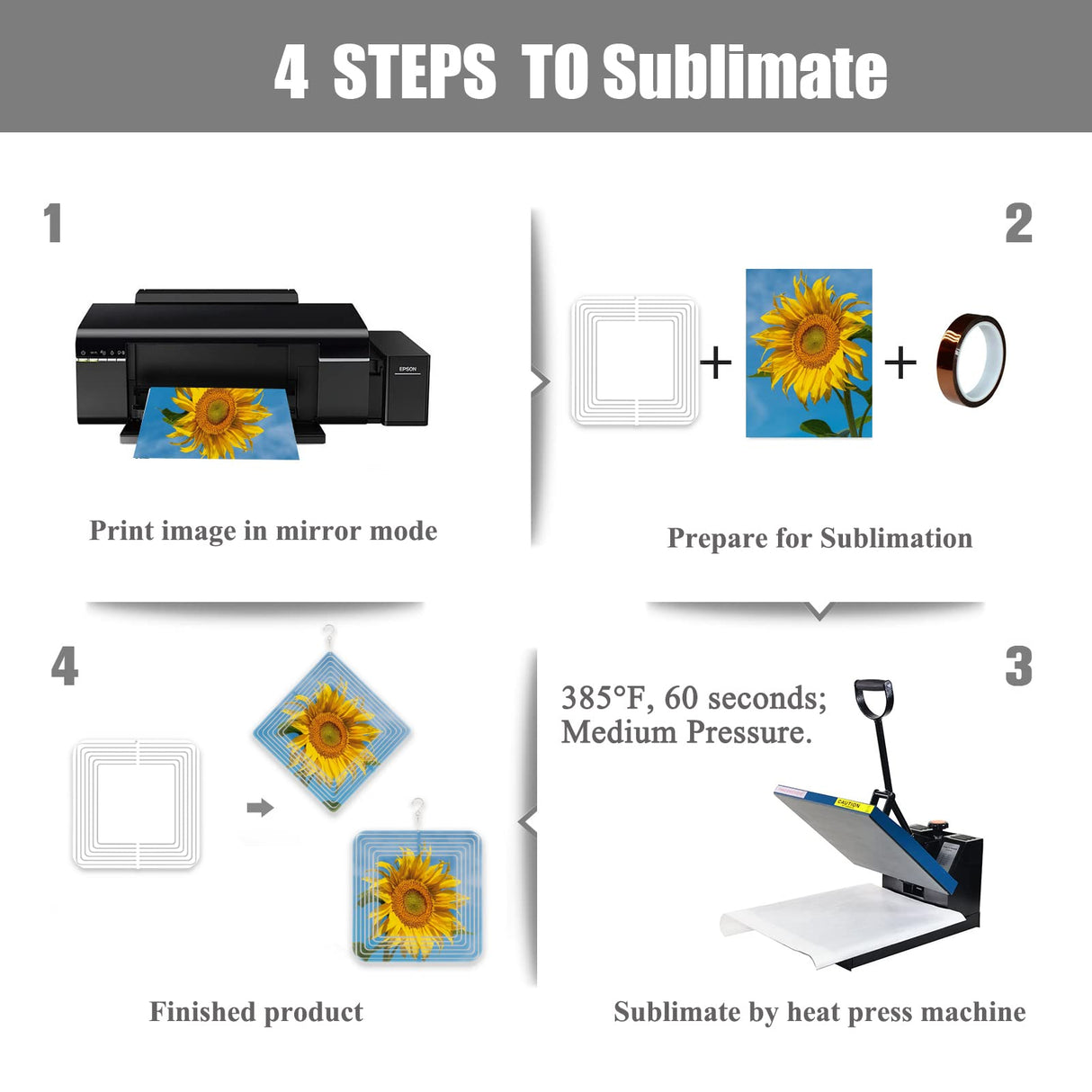 WindMage 4Pack 8inch Sublimation Wind Spinner Blanks 3D Aluminum Metal Wind Sculpture Kinetic Spinners for Yard and Garden Indoor Art Ornaments Hanging Decoration (Square) WindMage