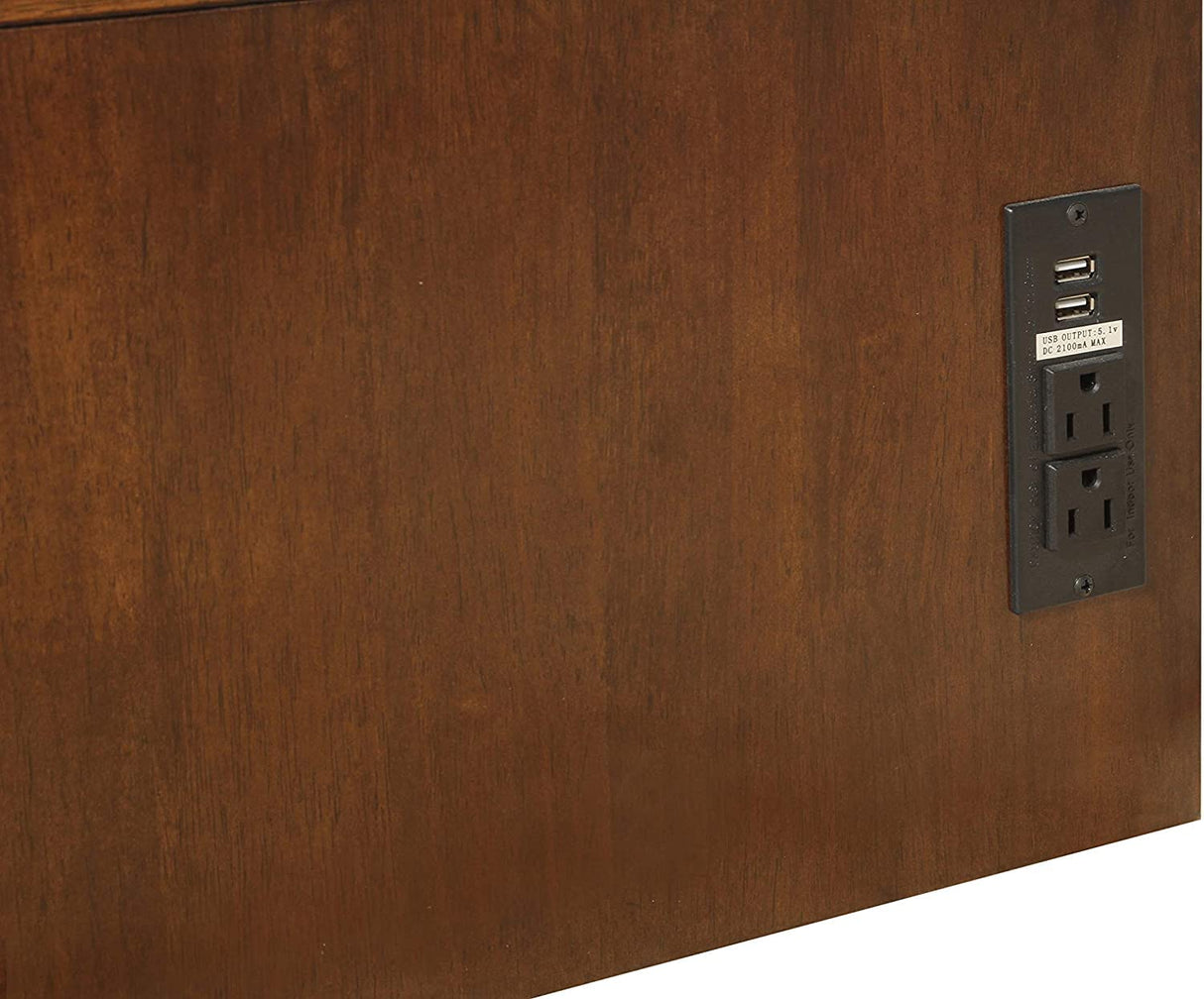 Mega Solutions Emurphybed Paradiseo Murphy Cabinet Chest Bed with Charging Station 8 Inch, Queen (Tobacco) Mega Solutions