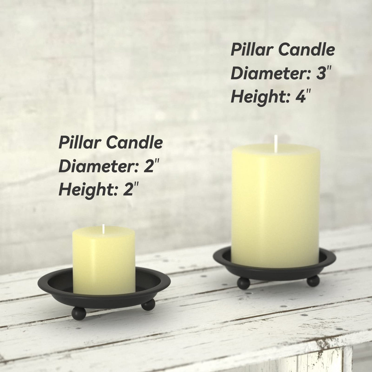 Thindolex Matte Black Iron Candle Plate, Set of 2, Metal Saucer Style Candle Holder for Pillar/Scented/Flameless/Ball Candles, Decorative Candle Stand for Table Centerpiece Thindolex