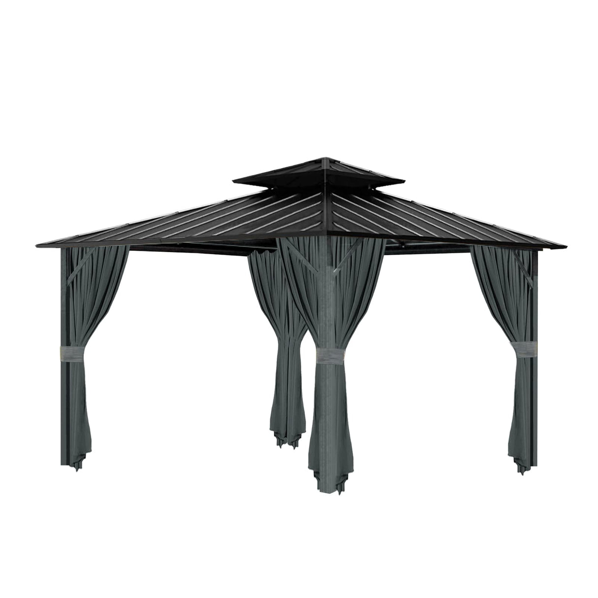 Gazebo Universal Replacement Privacy Curtain, 10'X12' Gazebo Curtains Outdoor Waterproof, 4-Panels Sidewall Curtains with Zipper for Patio, Garden and Backyard (Only Curtains, 10'x12', Grey) Tngan