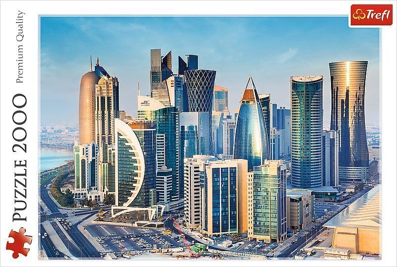 TREFL 2000 Piece Jigsaw Puzzles, Doha, Qatar, City Skyline, Persian Gulf, Middle East, Adult Puzzles, Trefl 27084 Trefl