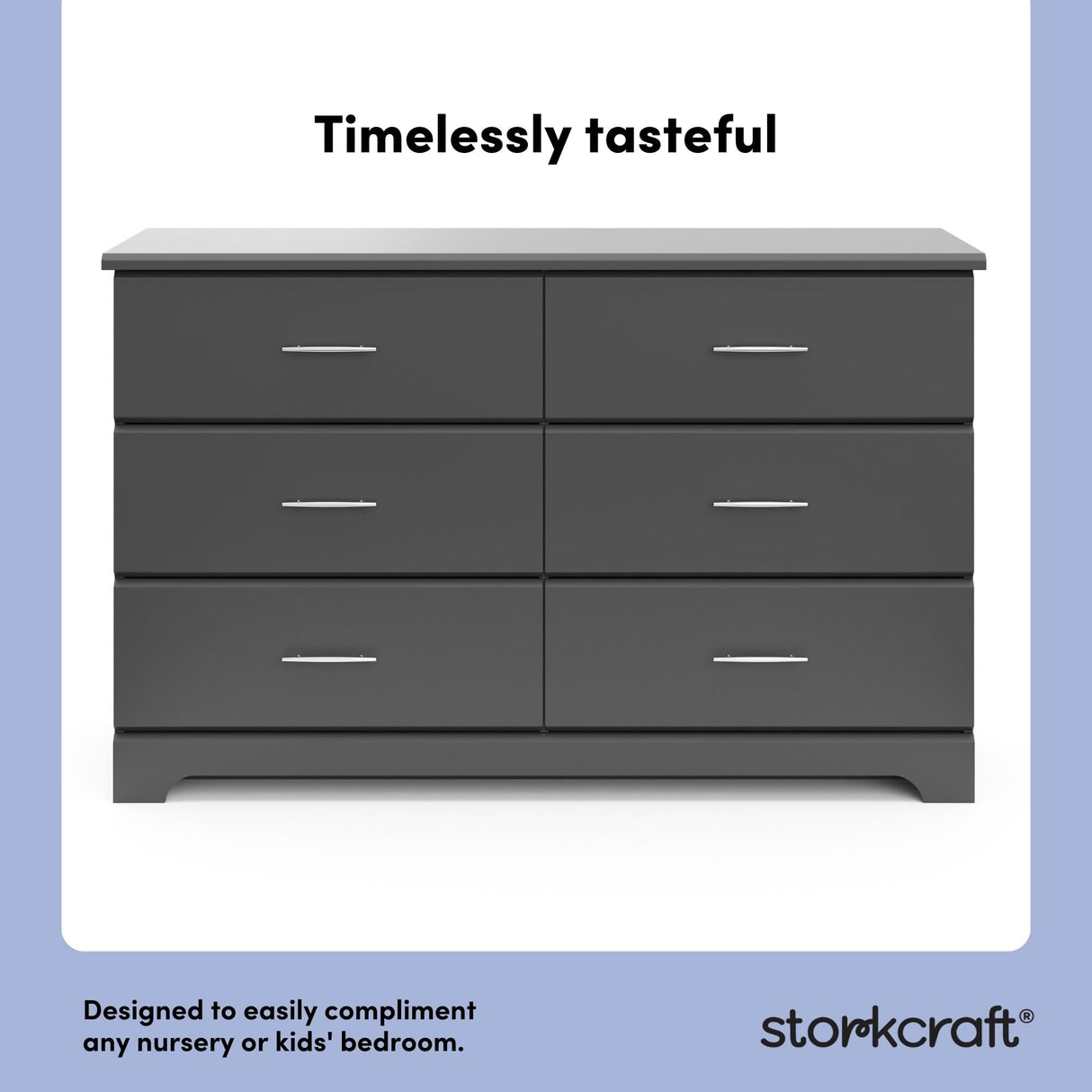 Storkcraft Brookside 6-Drawer Dresser (Gray) – GREENGUARD Gold Certified, Gray Dresser for Bedroom, Kids & Nursery Storage Chest, Safety Interlocking Drawers, Pre-Installed Tracks, Kids Chest Storkcraft