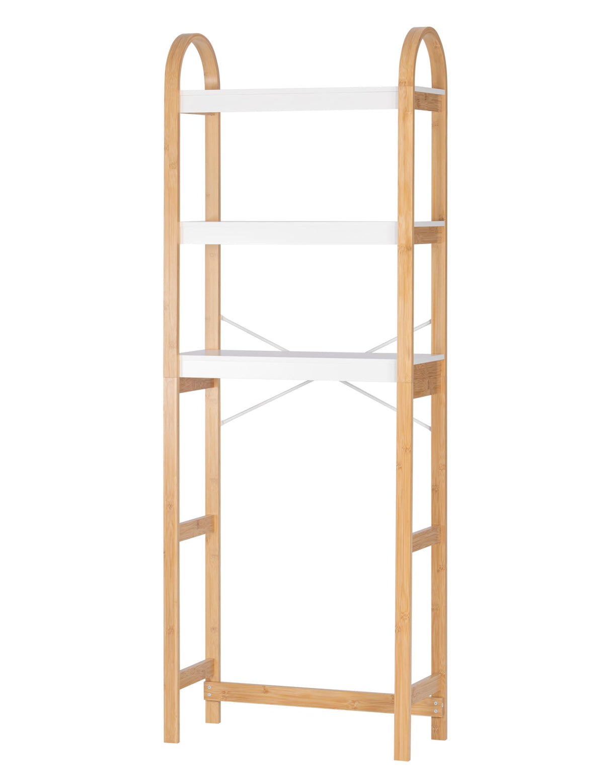 Spirich Over The Toilet Storage Shelf, 3-Tier Over Toilet Bathroom Organizer, Space-Saving Above Toilet Storage Shelf Rack with Bamboo Frame Spirich