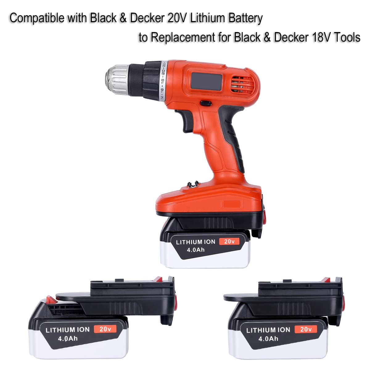 Biswaye HPA1820 20V to 18V Adapter Compatible with Black & Decker 20V Battery and Compatible with Porter Cable 20V Battery to Replacement for Black & Decker 18V Tools Battery HPB18 244760-00 Biswaye