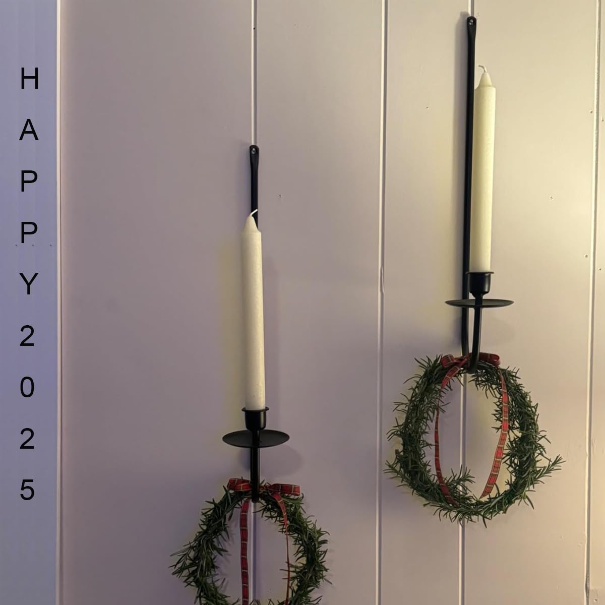 Wall Candle Holder Set of 2, Modern Candle Sconces Wall Mount Metal Holders Hanging Candle Pillar Holder for Living Room, Wedding, Farmhouse, Fireplace, Matte Black YUWENG