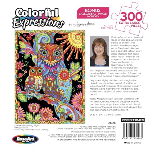RoseArt - Colorful Expressions - Owl and Baby by Night - 300XL Piece Jigsaw Puzzle for Adults RoseArt